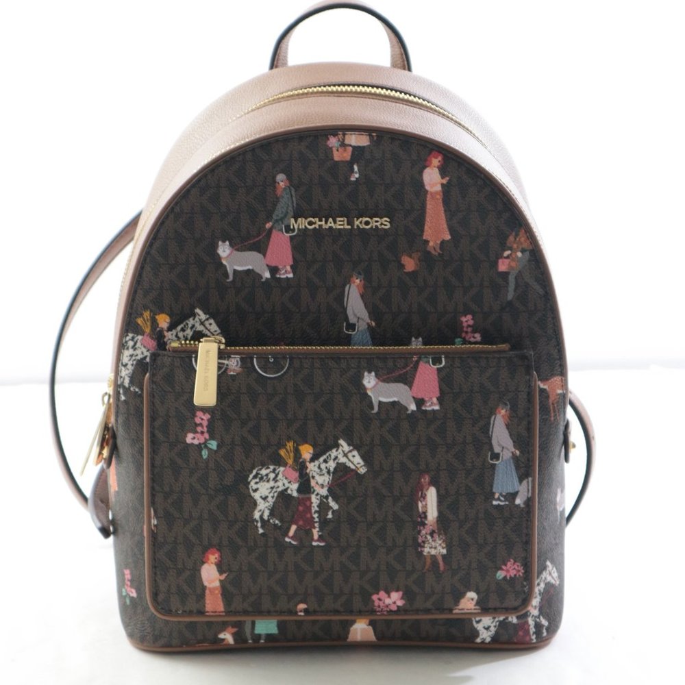 Michael Kors Adina Jet Set Girls Medium backpack MK Logo Brown Multi NWT$398.00 - Picture 5 of 14